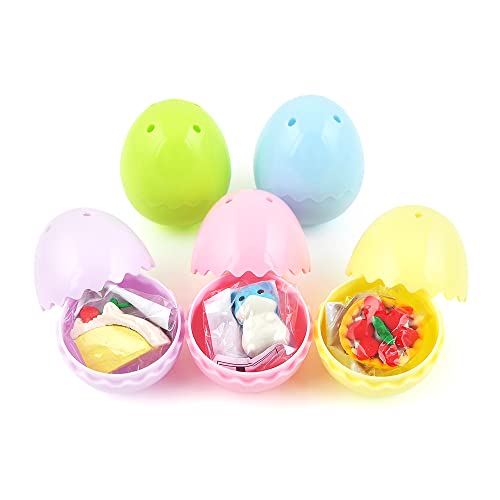 あミューズ [.] イースターエッグ カプセル ベビーカラー パカッ とたまごカプセル (ギザギザカット) Easter Egg プラスチック エッグハンティング C05001 50個 消しゴムMIX付き